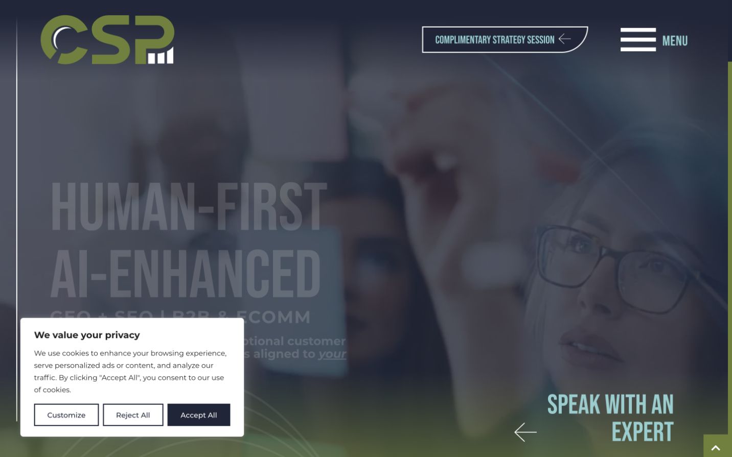 Screenshot of the CSP Agency homepage
