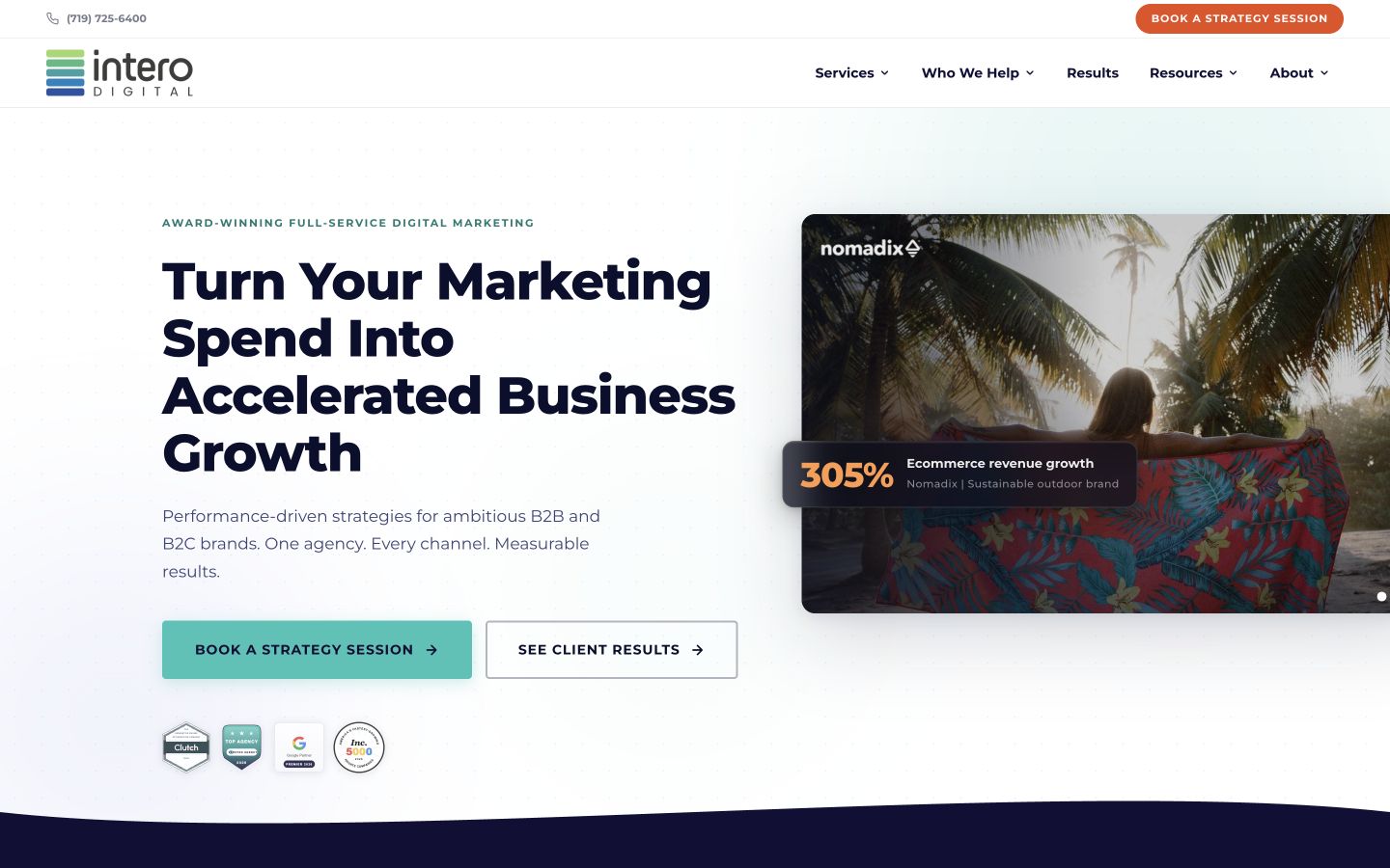Screenshot of the Intero Digital homepage