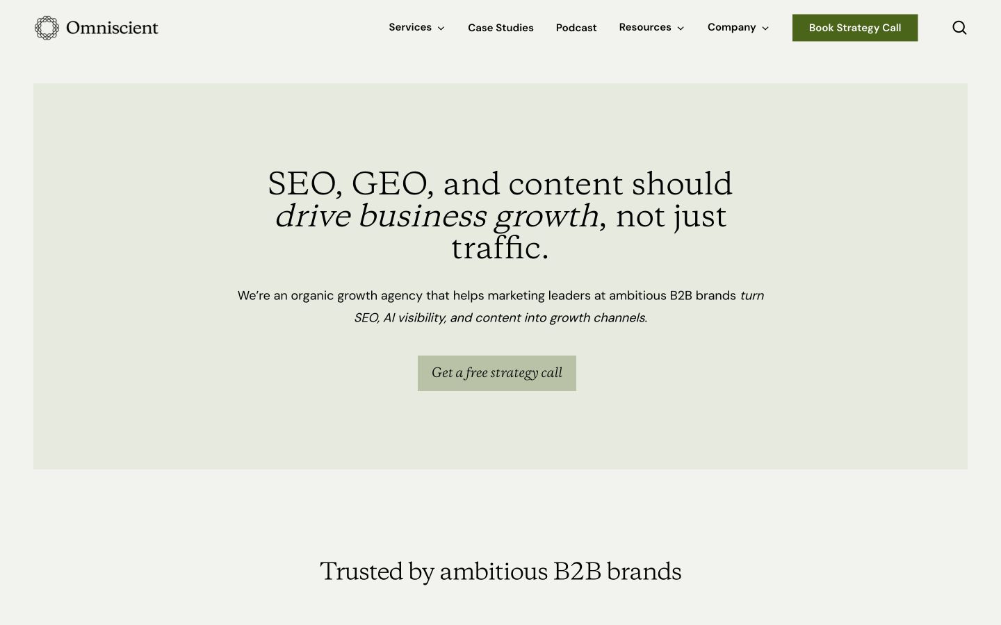 Screenshot of the Omniscient Digital homepage
