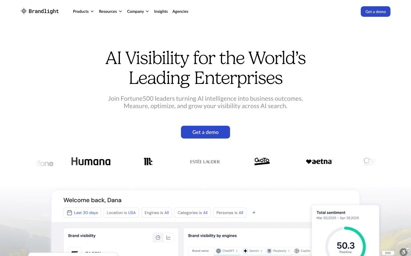 Brandlight homepage captured August 26, 2026