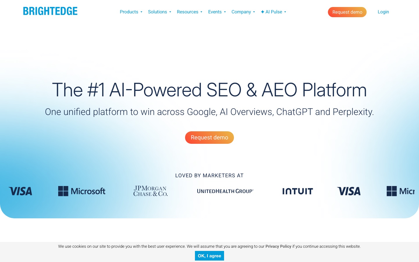 BrightEdge homepage captured August 26, 2026