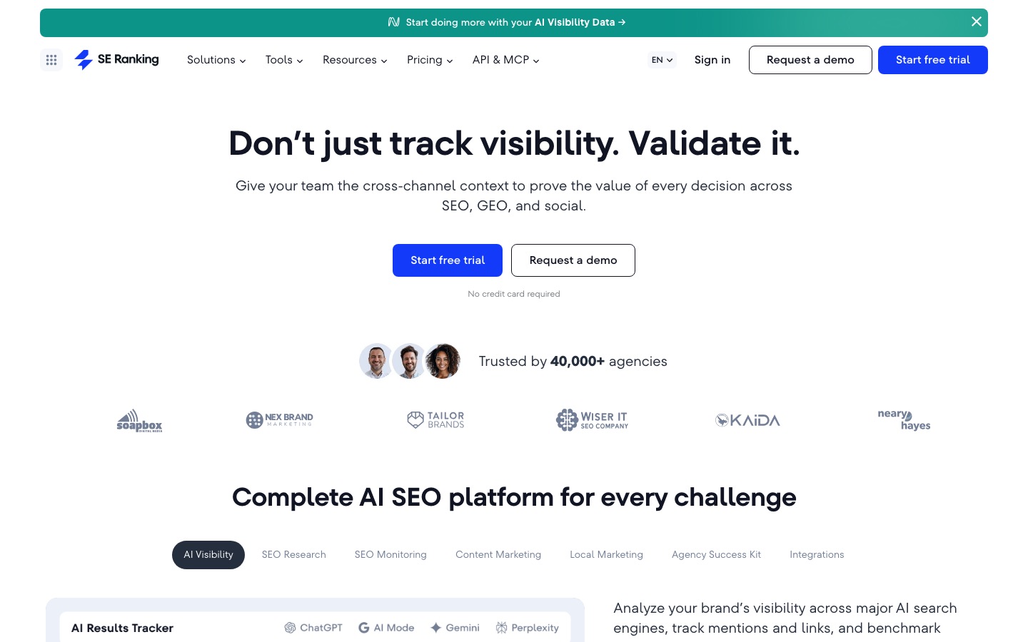 SE Ranking homepage captured August 26, 2026